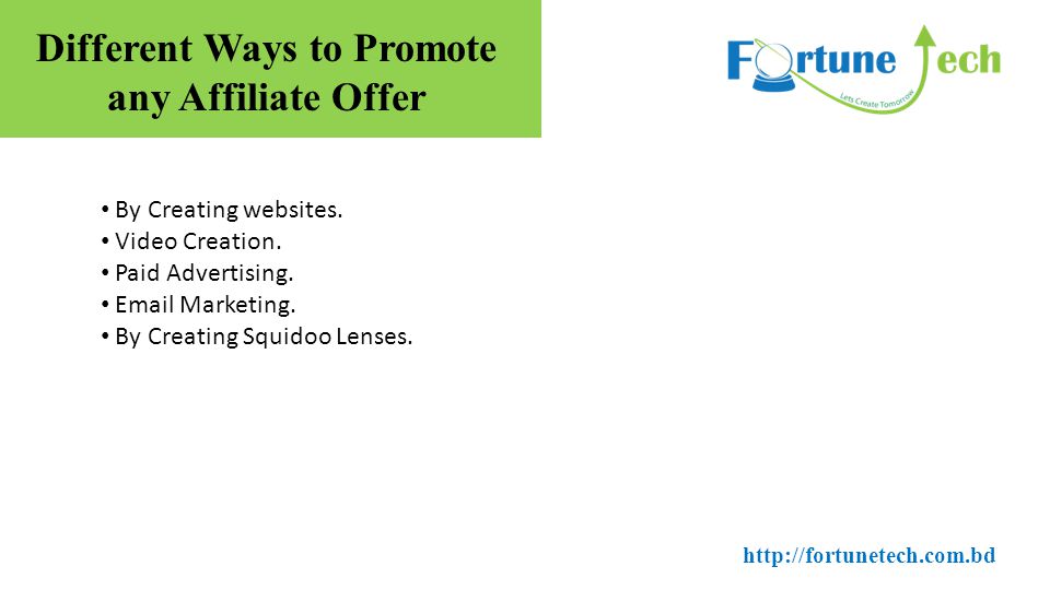 Different Ways to Promote any Affiliate Offer By Creating websites.