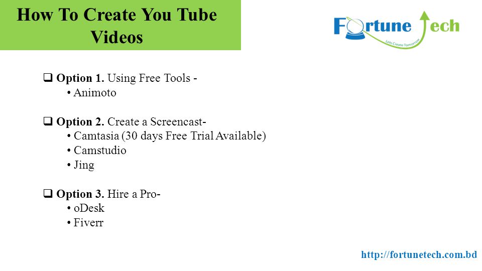 How To Create You Tube Videos  Option 1.