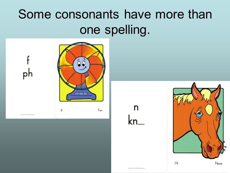 Some consonants have more than one spelling.