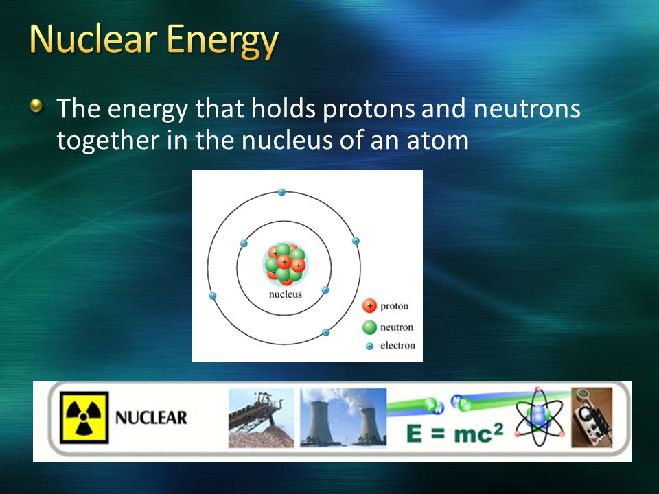 The energy that holds protons and neutrons together in the nucleus of an atom