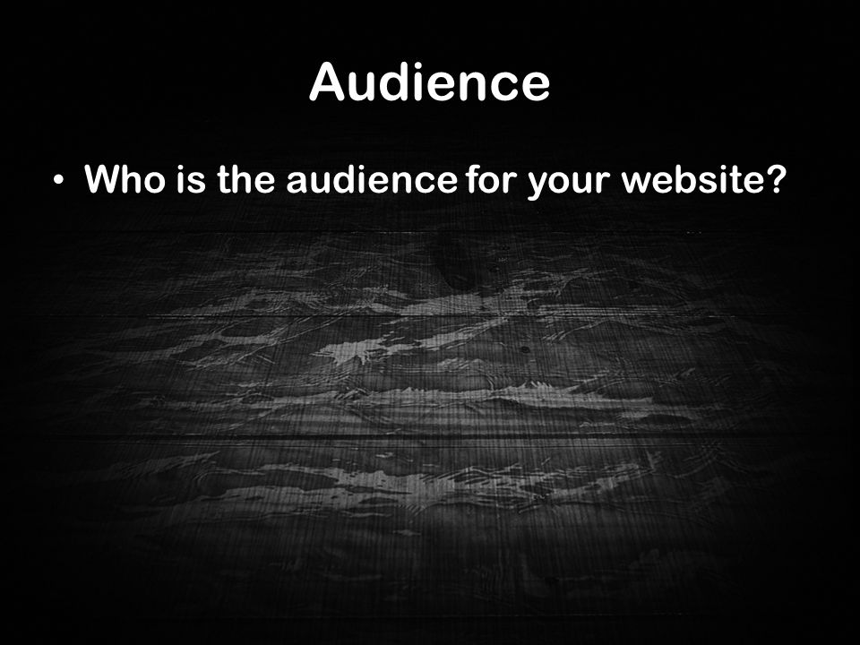 Audience Who is the audience for your website