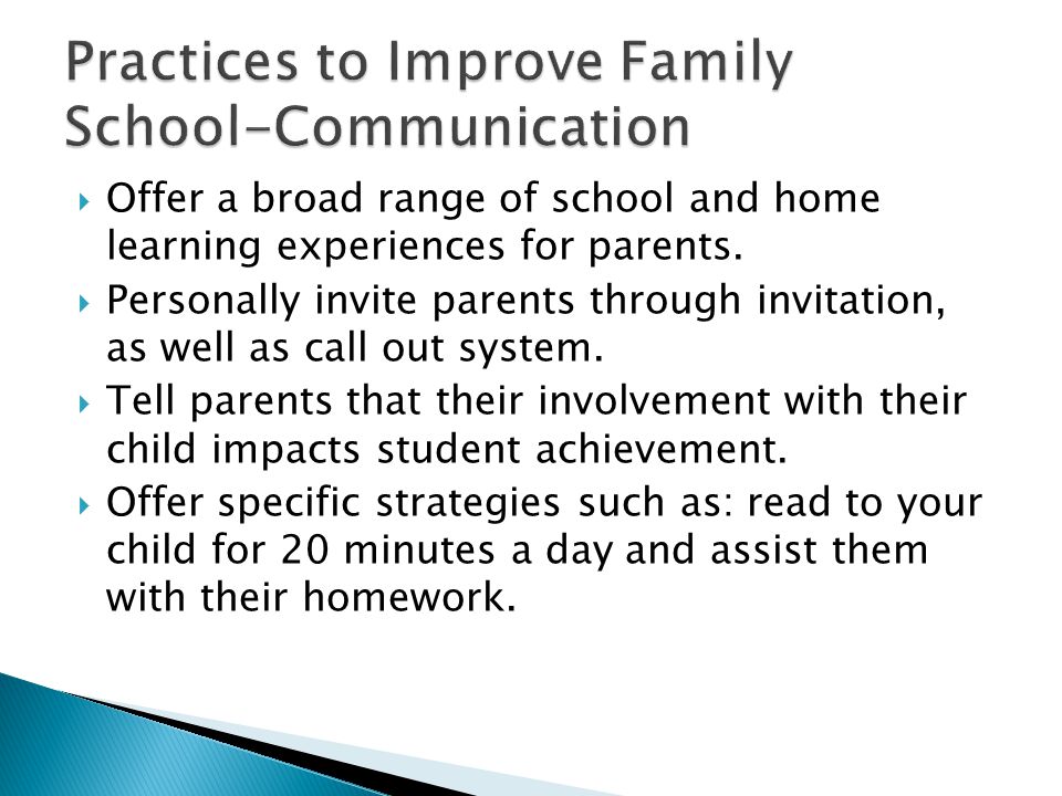  Offer a broad range of school and home learning experiences for parents.