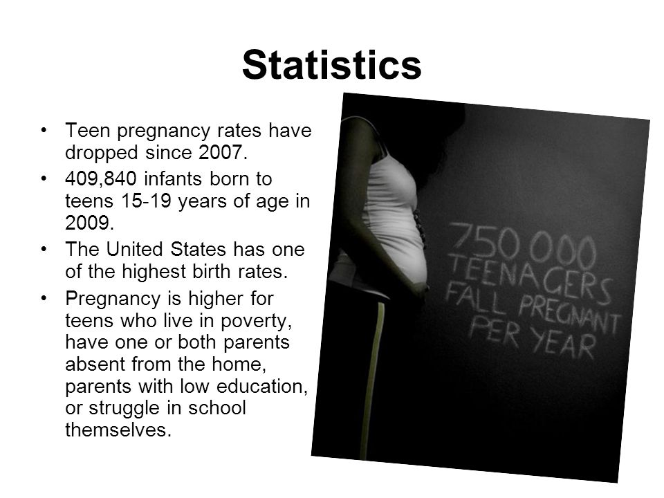 Statistics Teen pregnancy rates have dropped since 2007.