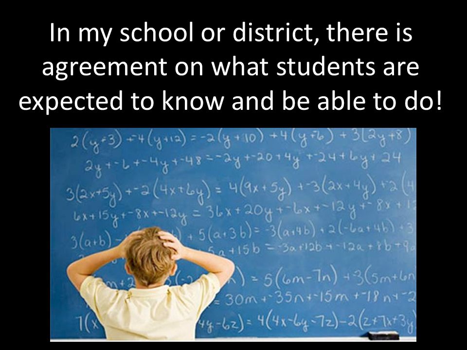 In my school or district, there is agreement on what students are expected to know and be able to do!