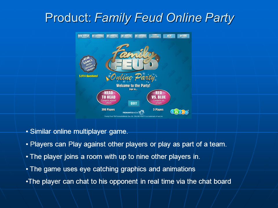 Product: Family Feud Online Party Similar online multiplayer game.