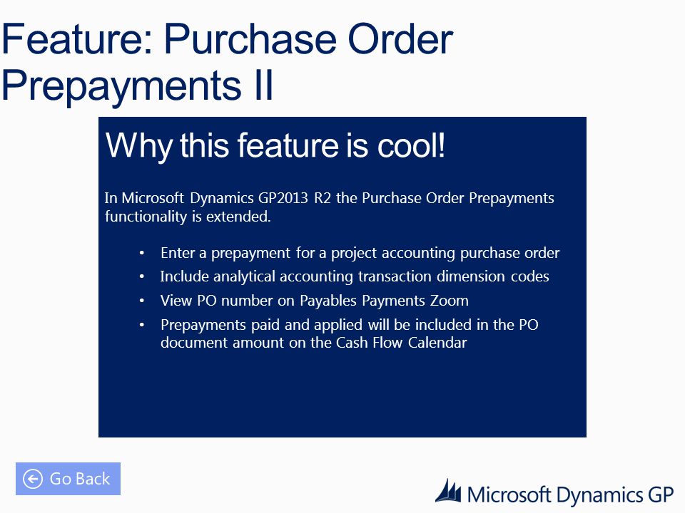 Feature: Purchase Order Prepayments II