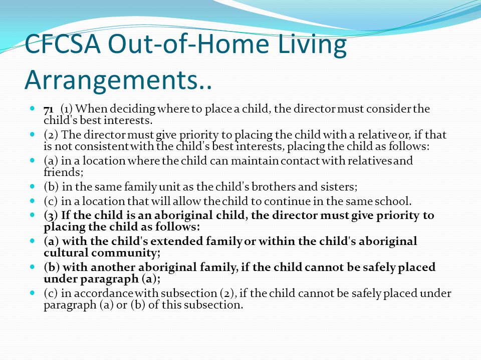 CFCSA Out-of-Home Living Arrangements..