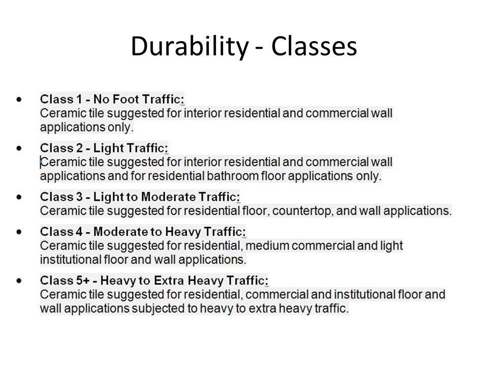 Durability - Classes