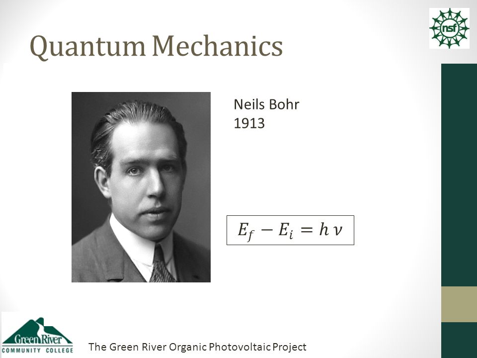 The Green River Organic Photovoltaic Project Quantum Mechanics Neils Bohr 1913