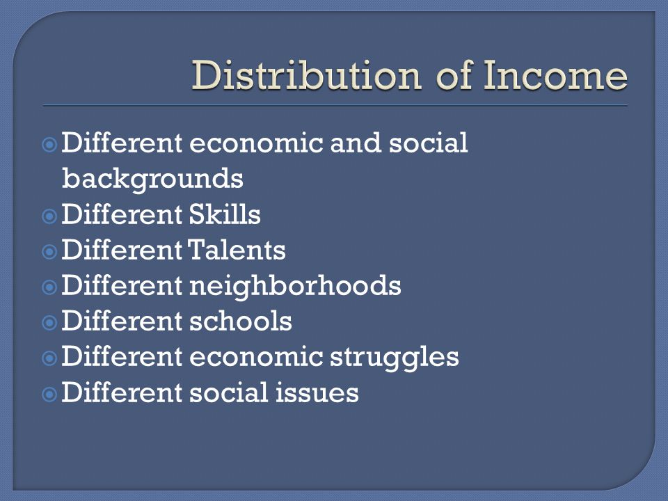  Different economic and social backgrounds  Different Skills  Different Talents  Different neighborhoods  Different schools  Different economic struggles  Different social issues