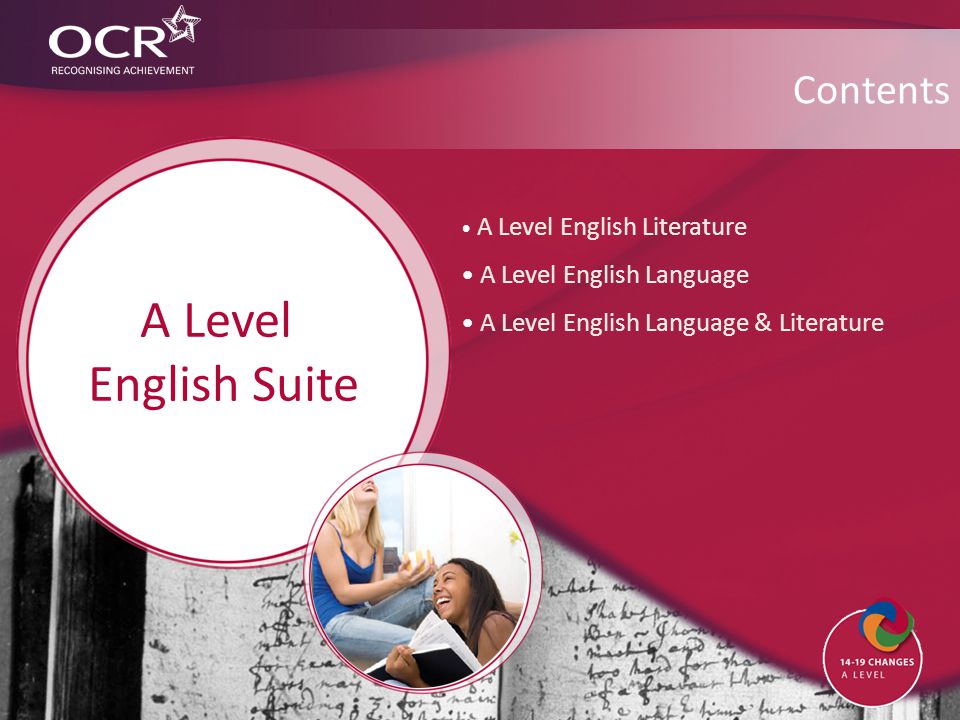 A Level English Suite A Level English Literature A Level English Language A Level English Language & Literature Contents