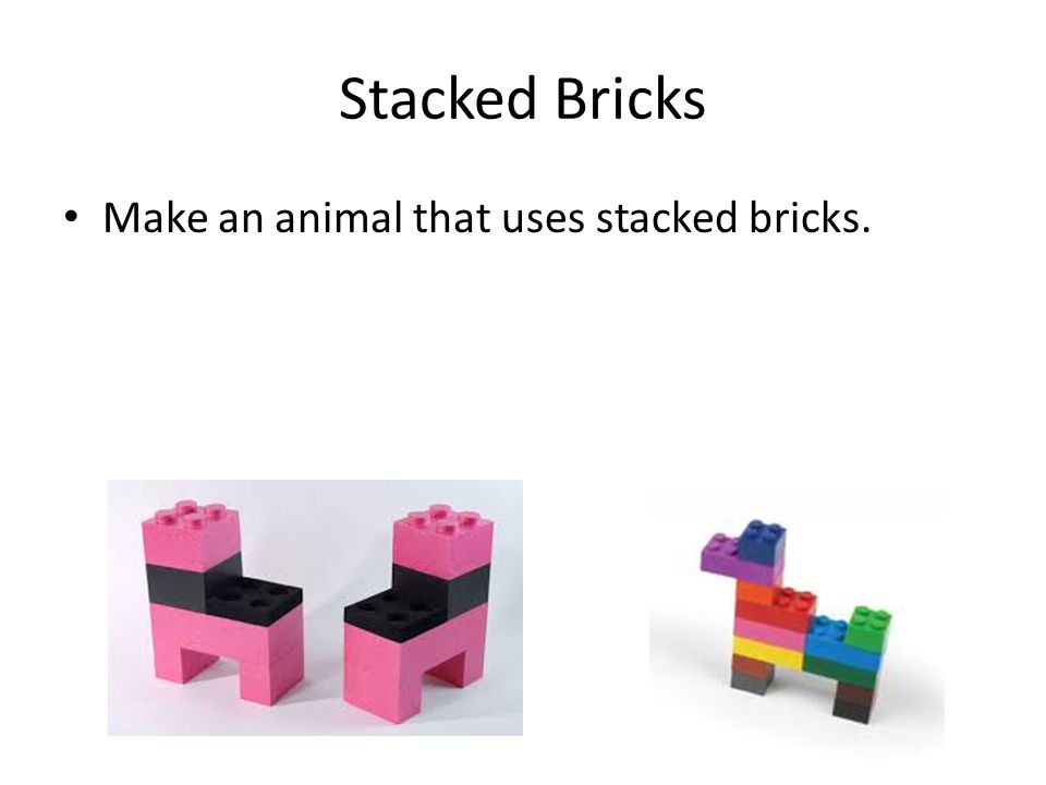 Stacked Bricks Make an animal that uses stacked bricks.