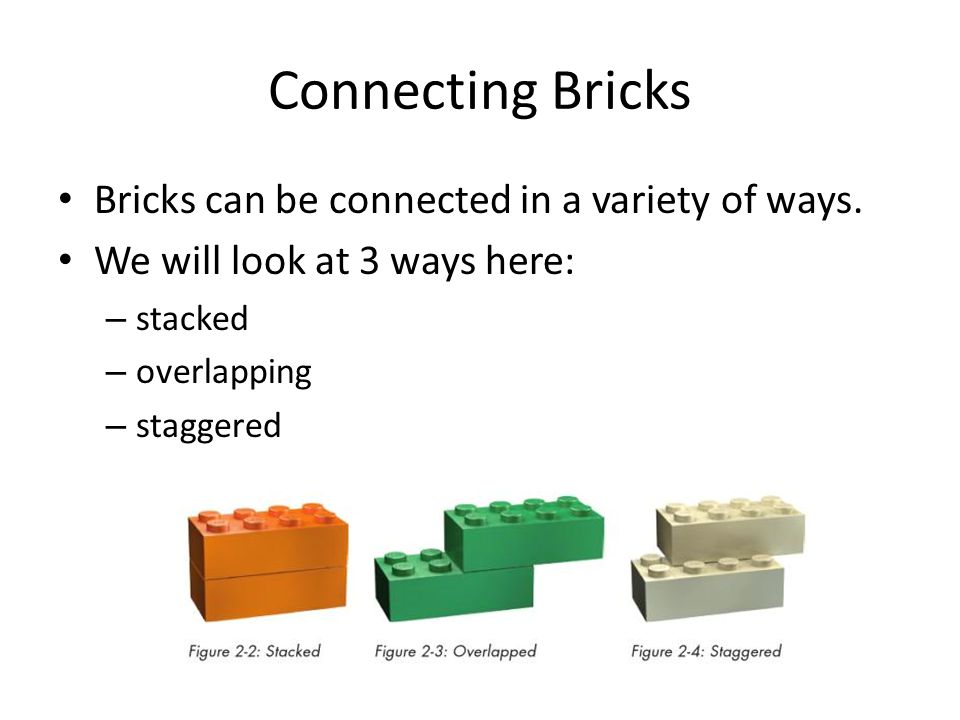 Connecting Bricks Bricks can be connected in a variety of ways.
