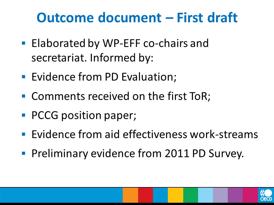 Outcome document – First draft  Elaborated by WP-EFF co-chairs and secretariat.