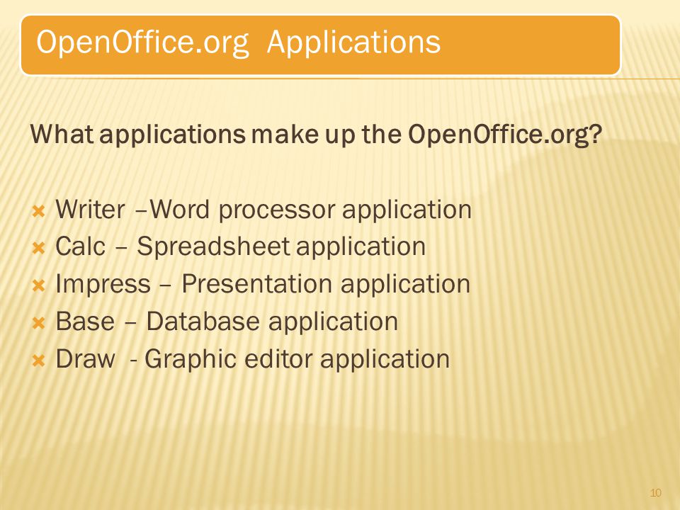What applications make up the OpenOffice.org.