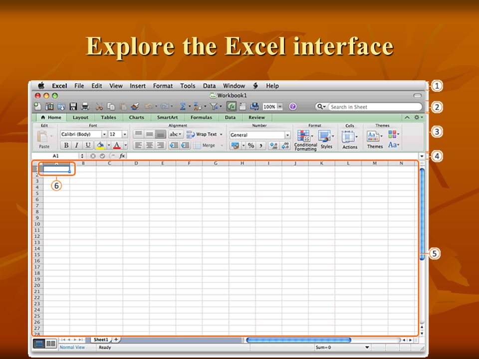 Explore the Excel interface