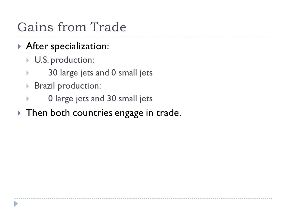 Gains from Trade  After specialization:  U.S.