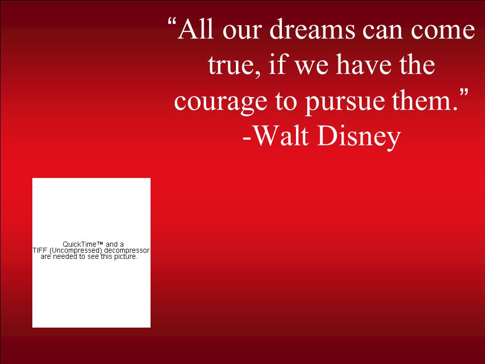 All our dreams can come true, if we have the courage to pursue them. -Walt Disney
