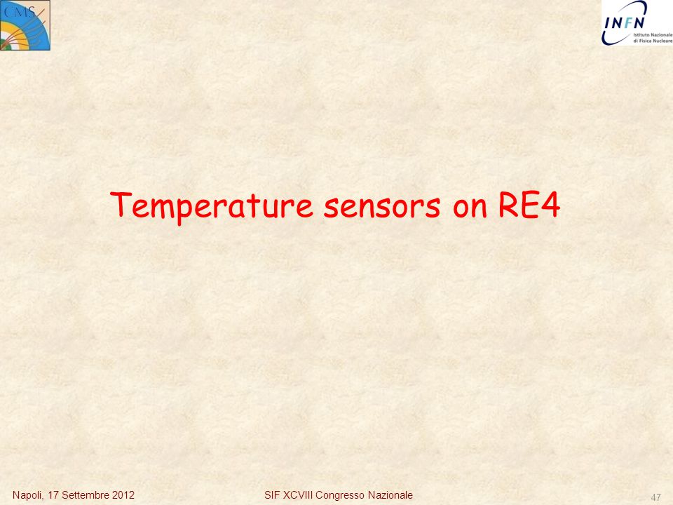 Napoli, 17 Settembre Temperature sensors on RE4 SIF XCVIII Congresso Nazionale