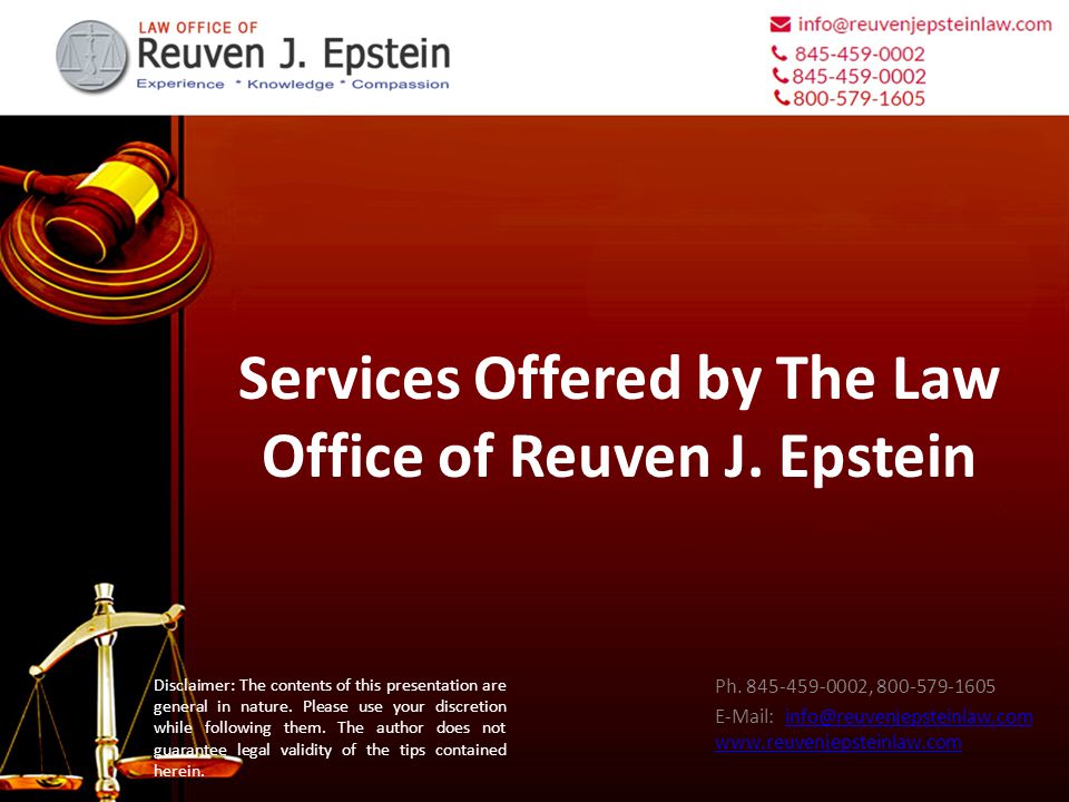 Services Offered by The Law Office of Reuven J. Epstein Ph.