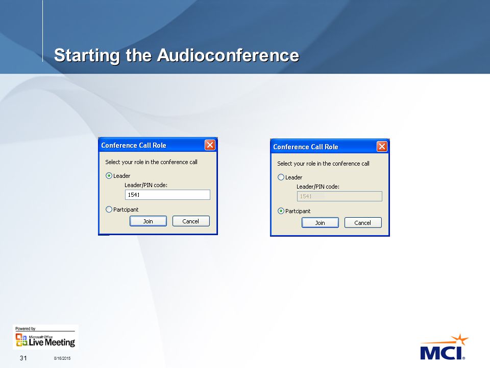 8/16/ Starting the Audioconference