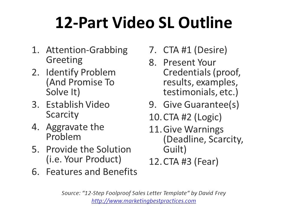 The Tested And Proven 12 Step Video Salesletter Template