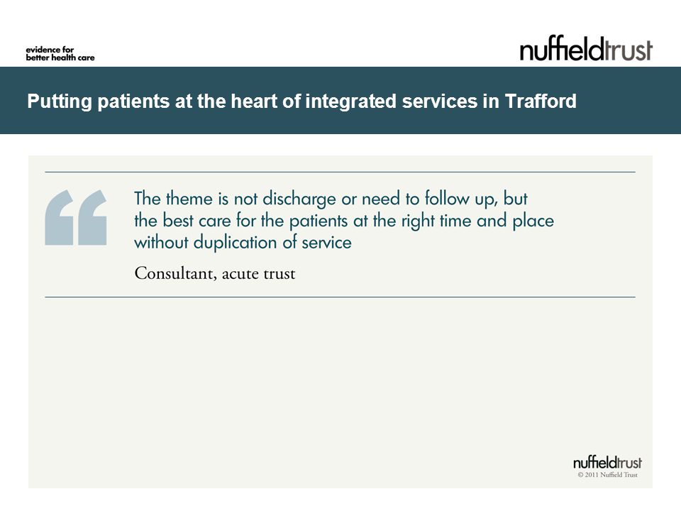 Putting patients at the heart of integrated services in Trafford