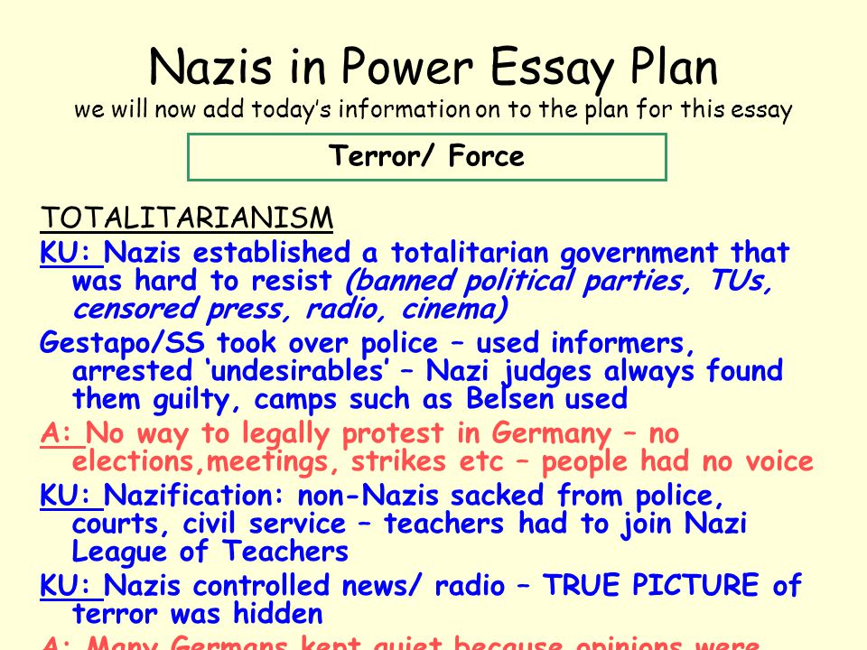 Persuasive Essay Samples For High School Nazis In Power Essay Topics For Essays In English also Mental Health Essays Totalitarian State Nazis In Power Part Terror And Force Ppt A Modest Proposal Essay