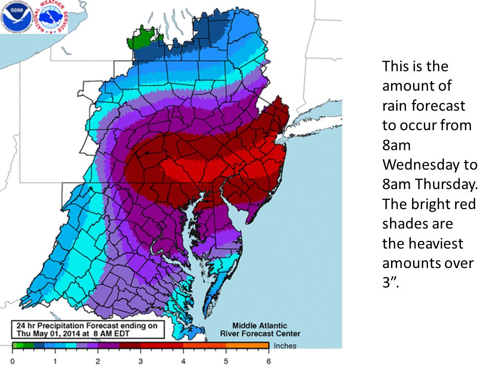 This is the amount of rain forecast to occur from 8am Wednesday to 8am Thursday.