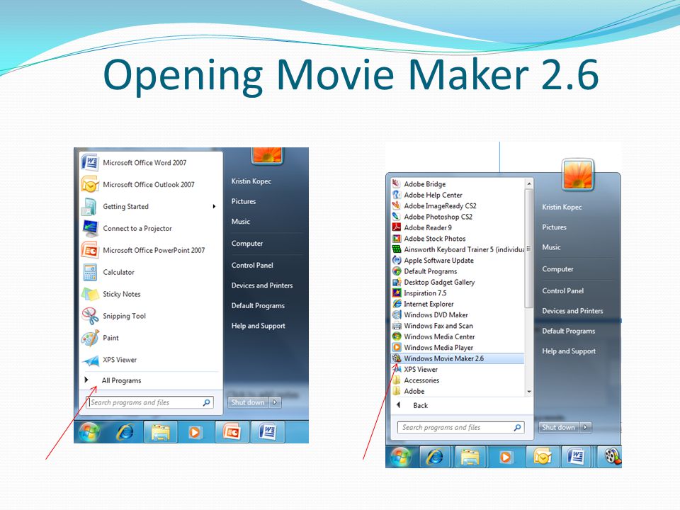 Opening Movie Maker 2.6
