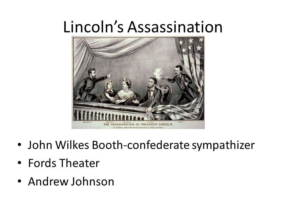 Lincoln’s Assassination John Wilkes Booth-confederate sympathizer Fords Theater Andrew Johnson