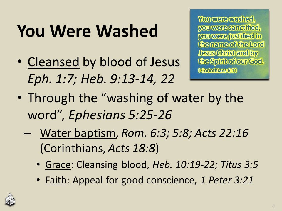 You Were Washed Cleansed by blood of Jesus Eph. 1:7; Heb.