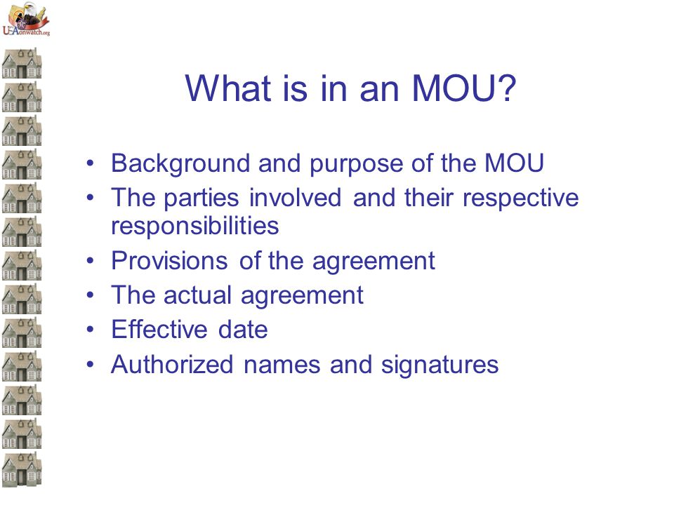 What is in an MOU.