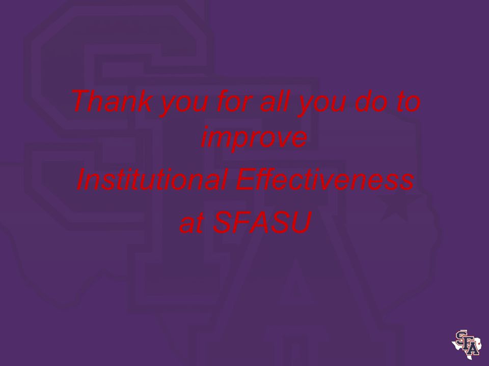 Institutional Effectiveness Successful documentation of Institutional Effectiveness involves the entire university.
