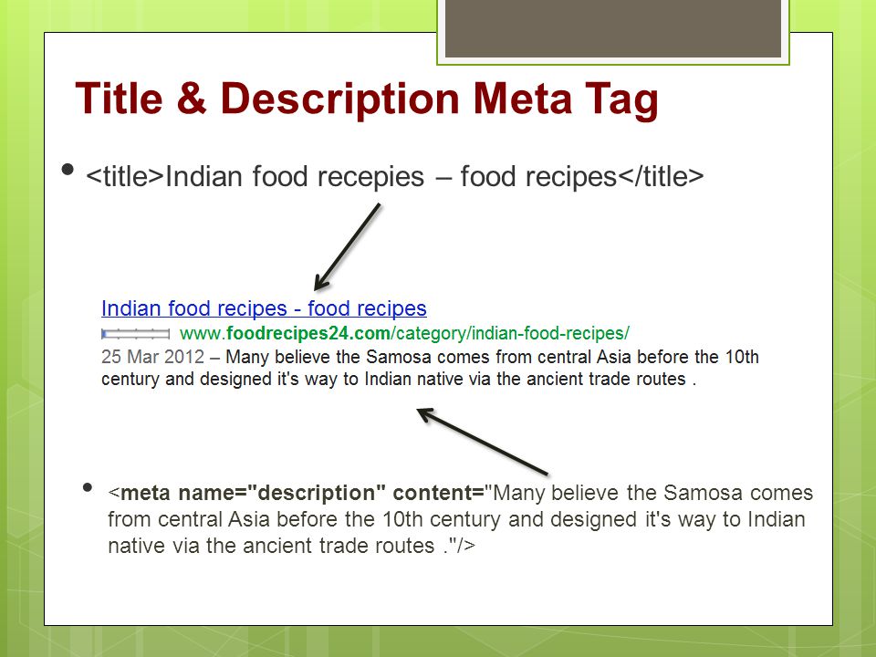 Title & Description Meta Tag Indian food recepies – food recipes