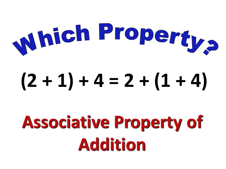 (2 + 1) + 4 = 2 + (1 + 4) Associative Property of Addition