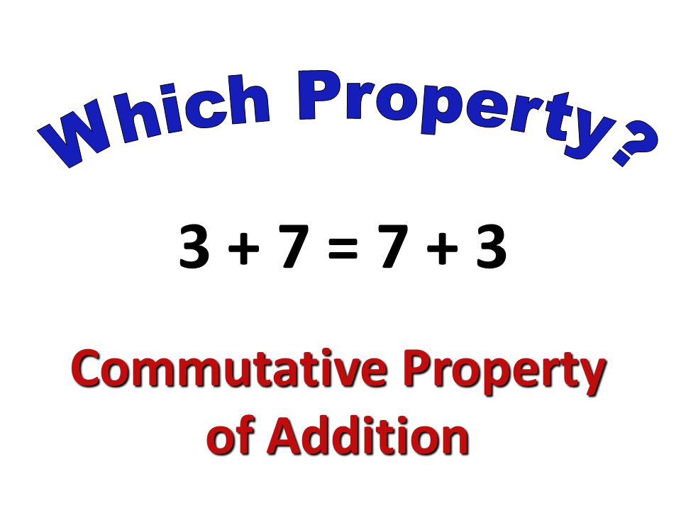 3 + 7 = Commutative Property of Addition