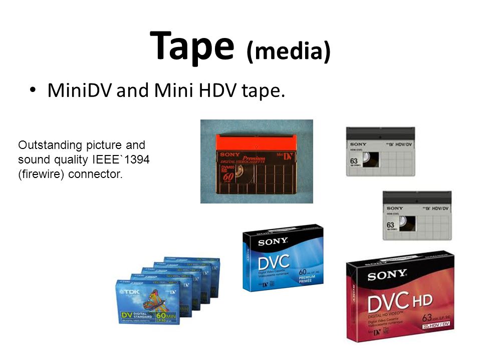 Tape (media) MiniDV and Mini HDV tape.