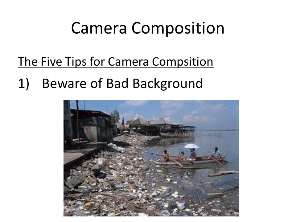 Camera Composition The Five Tips for Camera Compsition 1)Beware of Bad Background