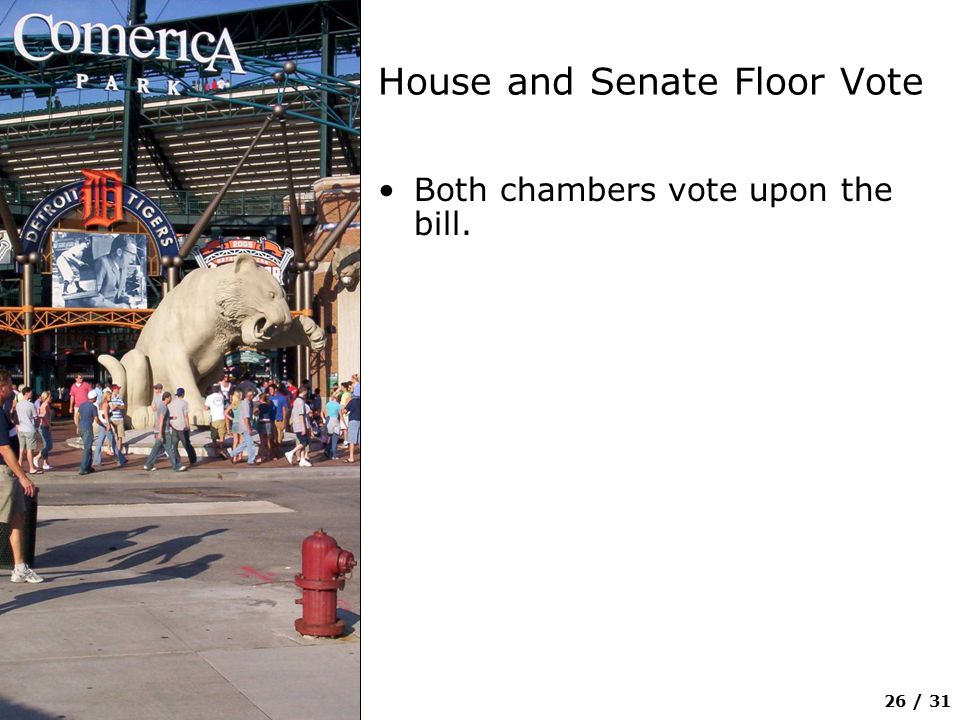 26 / 31 House and Senate Floor Vote Both chambers vote upon the bill.