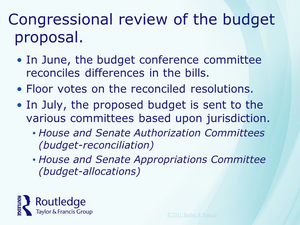 Congressional review of the budget proposal.