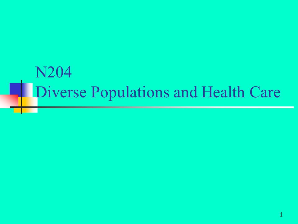 1 N204 Diverse Populations and Health Care