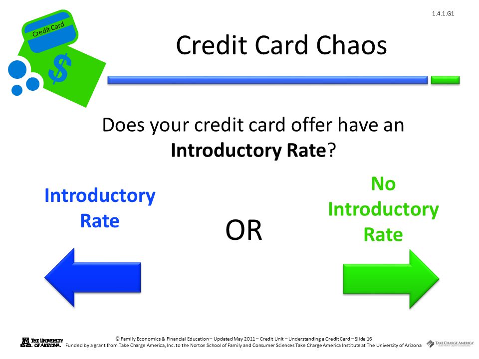 Credit Card © Family Economics & Financial Education – Updated May 2011 – Credit Unit – Understanding a Credit Card – Slide 16 Funded by a grant from Take Charge America, Inc.
