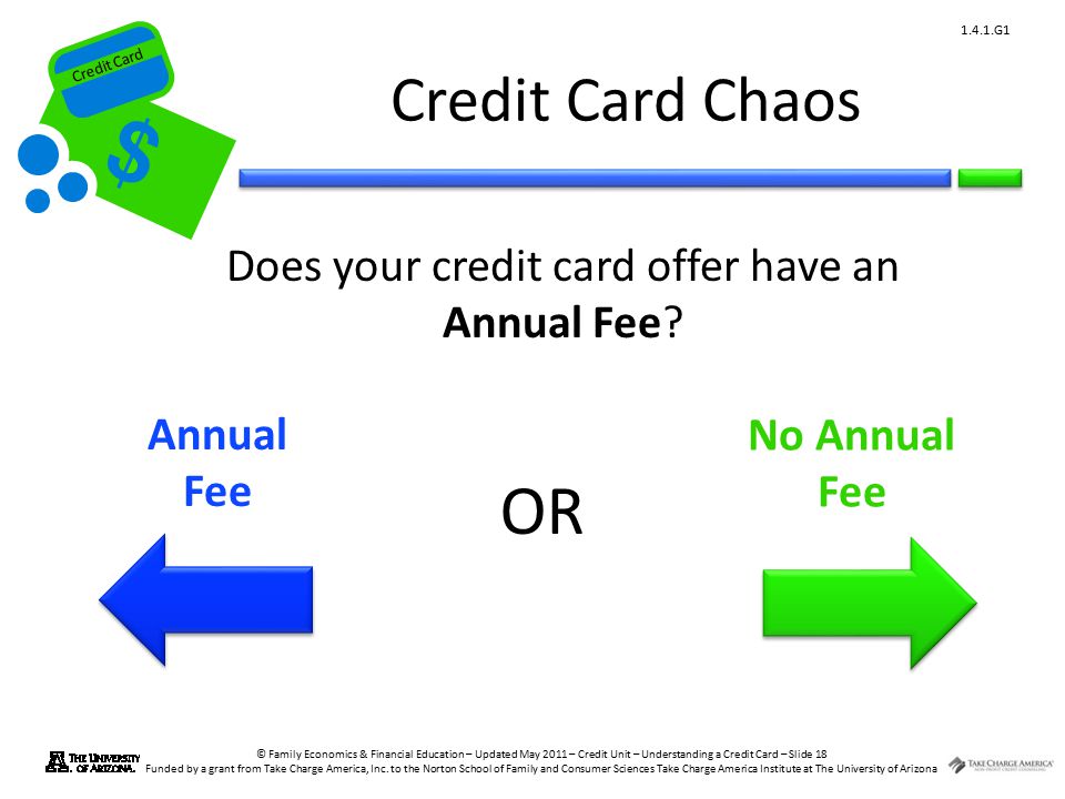 Credit Card © Family Economics & Financial Education – Updated May 2011 – Credit Unit – Understanding a Credit Card – Slide 18 Funded by a grant from Take Charge America, Inc.