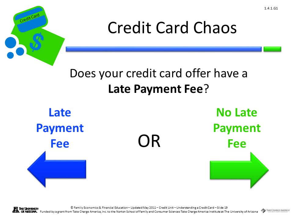 Credit Card © Family Economics & Financial Education – Updated May 2011 – Credit Unit – Understanding a Credit Card – Slide 19 Funded by a grant from Take Charge America, Inc.