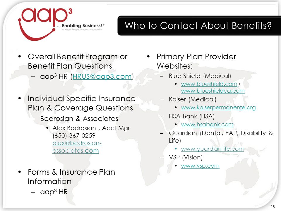 Who to Contact About Benefits.