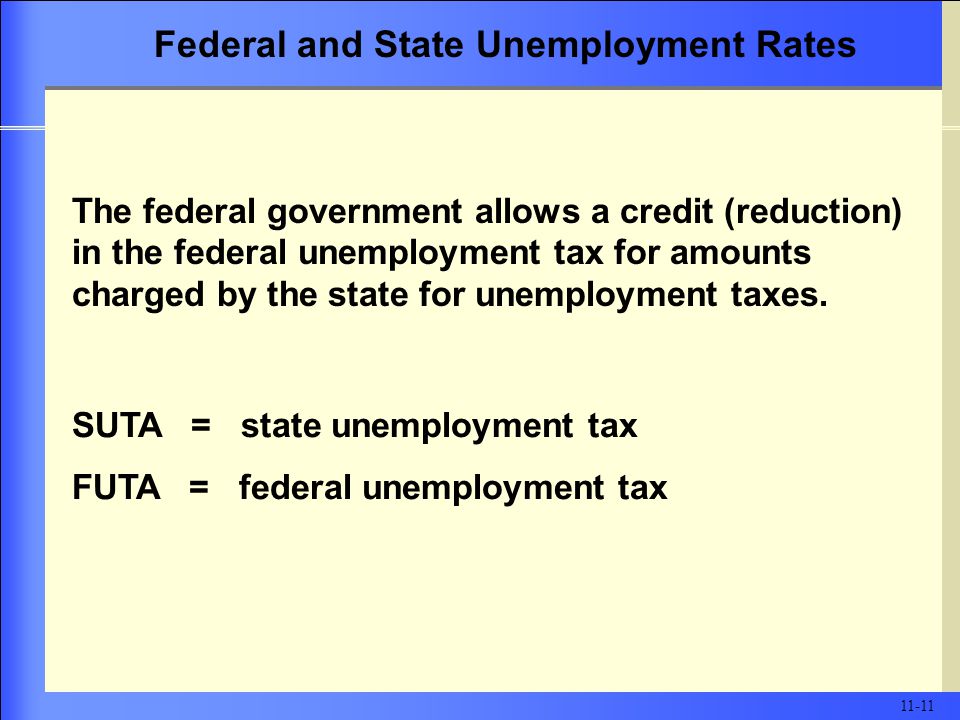 The federal government allows a credit (reduction) in the federal unemployment tax for amounts charged by the state for unemployment taxes.