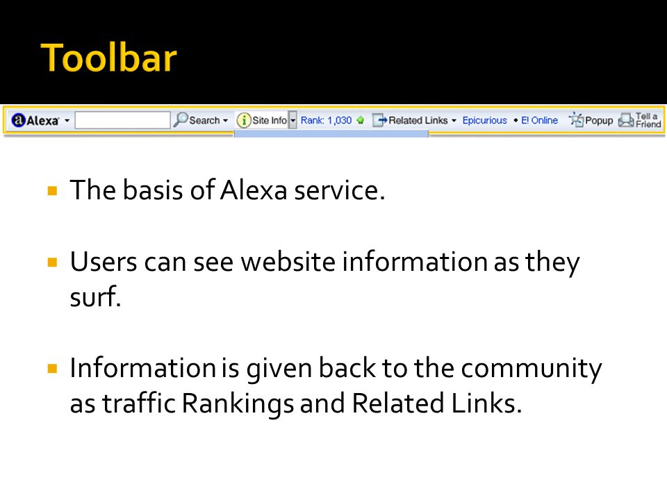  The basis of Alexa service.  Users can see website information as they surf.