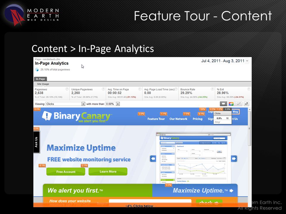 Feature Tour - Content Content > In-Page Analytics