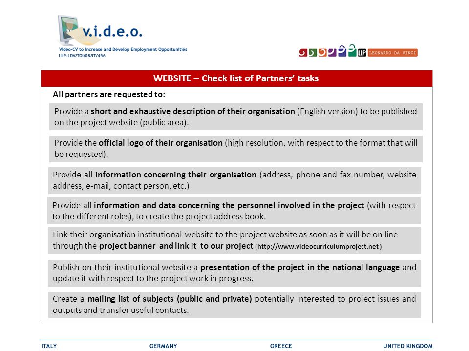 Provide a short and exhaustive description of their organisation (English version) to be published on the project website (public area).